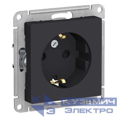 Розетка 1-м СП AtlasDesign 16А IP20 с заземл. защ. шторки механизм карбон SE ATN001045
