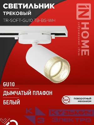 Светильник трековый TR-SOFT-GU10 TB-BS-WH под GU10 дым. плафон бел. IN HOME 4690612058047