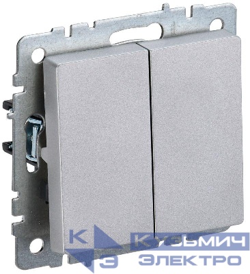 Выключатель 2-кл. СП BRITE ВС10-2-0-БрА 10А механизм алюм. IEK BR-V20-0-10-K47