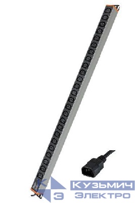 Блок распределения питания 24-м 10А C13 вх. разъем C14 для 19дюйм шкафов вертикал. с индикатором сети DKC R5VIEC24PIC14