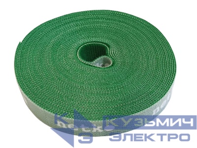 Лента-липучка многоразовая 20мм*10м, с насечками для отрыва (каждые 2 см), зеленая NETKO Optima