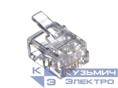 Коннектор RJ11 (6p4c), (нож с 2-мя зубцами), 100шт., NETKO Optima