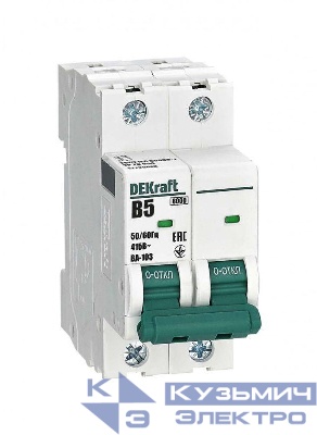 Выключатель автоматический модульный 2п B 5А 6кА ВА-103 DEKraft 12220DEK