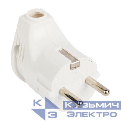 Вилка угловая 16А 250В с заземл. бел. EKF AVY16-10