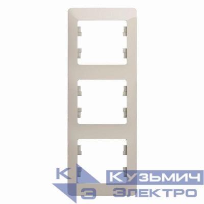 Рамка 3-м Glossa вертикал. молоч. SE GSL000907