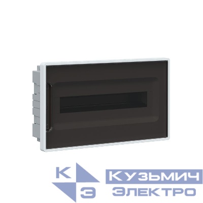 Щиток встраиваемый FRAME 18мод. для полых стен с тонированной дверцей с 2 шинами PEN на 8 и 10 отверст. бел. DKC F18B3WD