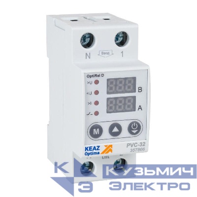 Реле напряжения OptiRel D PVС-80 с ЖК-дисплеем и контролем тока 80 А КЭАЗ 357870