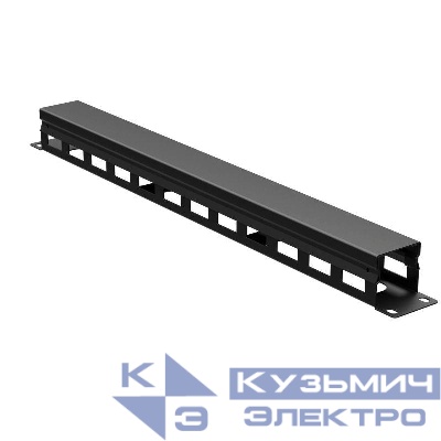 Органайзер кабельный 19дюйм с крышкой и отверстиями 1U глубина 40 мм RAL9005 DKC R5CPF1941HEB