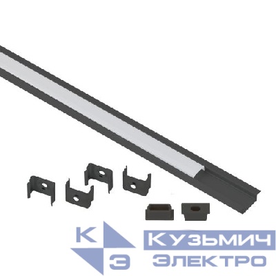 Комплект с врезным анодированным профилем 2206B 22х6мм. 2м черн. САВ251 Эра Б0062792
