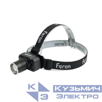 Фонарь налобный с аккумулятором 20хH IP44 USB type-C Алюминий TH2314 FERON 51621