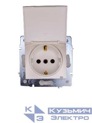 Розетка 1-м СП ASTI 16А IP44 с заземл. с крышкой ПБТ механизм жемчуж./бел. перламутр. LEZARD 7081-3088-123BIPCH