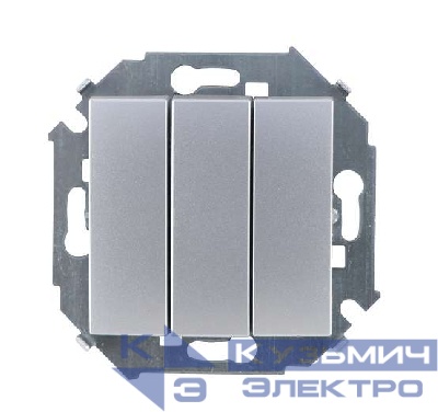Выключатель 3-кл. СП Simon 15 10А IP20 250В винтов. зажим механизм алюм. Simon 1591391-033