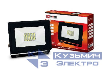 Прожектор светодиодный СДО-8 30Вт 6500К IP65 2850лм 230В черн. IN HOME 4690612030036