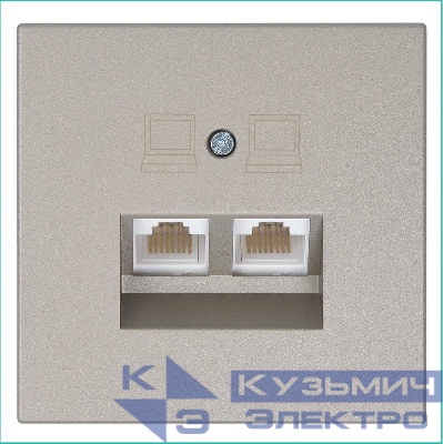 Розетка компьютерная 2-м СП RJ45 FD кат.5E с накладкой механизм бронза Jasmart FD6106BR