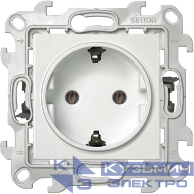 Розетка 1-м СП Simon 24 16А IP20 2P+E Push&Go без защ. шторок механизм бел. Simon 2420434-030