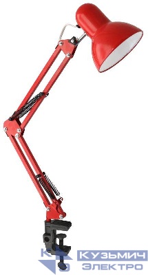 Светильник настольный UF-312P С04 230В 60Вт струбцина красн. Ultraflash 12896