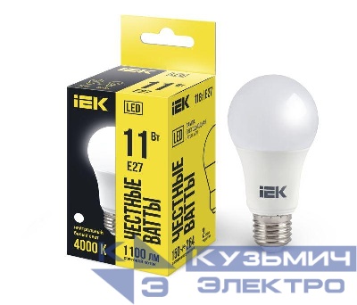 Лампа светодиодная 11Вт A60 грушевидная 4000К нейтр. бел. E27 1100лм 230-240В IEK LLE-A60-11-230-40-E27