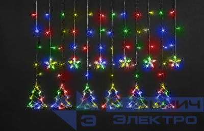 Гирлянда светодиодная "Бахрома" "Звезды и елочки" 95 126 NGF-D033-04 2.5х1м RGBY IP20 Navigator 95126