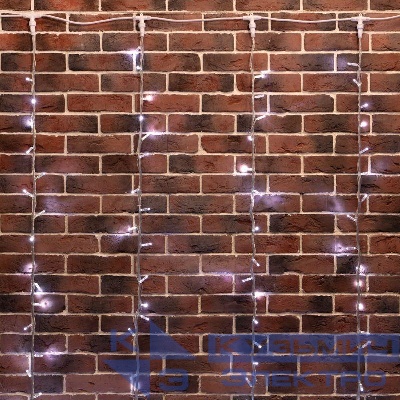 Гирлянда светодиодная "Светодиодный Дождь" 2х6м 360LED бел. 23Вт 24В IP65 эффект водопада с трансф. провод ПВХ прозр. Neon-Night 235-465