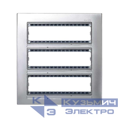 Накладка 3-х рядная с суппортами на 24 узк. модуля Simon82 Centralizations алюм./алюм. 82852-33