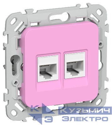 Розетка компьютерная 2-м СП FLITE РК5е-2-0-ФлПр RJ45 кат.5E UTP механизм пурпур. IEK FI-K22-1-K99