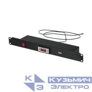 Панель с терморегулятором и датчиком 19дюйм 1U Г90мм без шнура питания черн. NIKOMAX TLK-TERM-BK