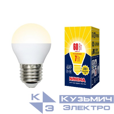 Лампа светодиодная LED-G45-7W/WW/E27/FR/NR Norma 7Вт матовая E27 (упак. картон) Volpe UL-00003823