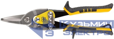 Ножницы по металлу усиленные CrMo профи прорезиненные ручки прямые 250мм FIT 41578