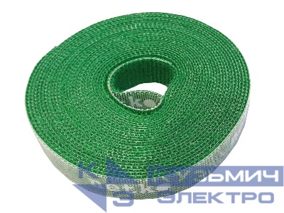 Лента-липучка многоразовая 14,5мм*5м, с насечками для отрыва (каждые 2 см), зеленая NETKO Optima