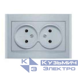 Розетка 2-м СП Бриллиант 16А IP20 без заземл. серебр. UNIVersal 7949766