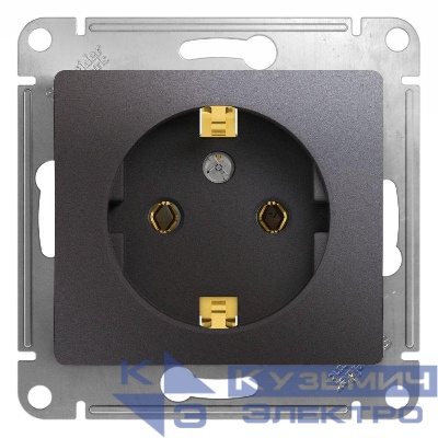 Розетка 1-м СП Glossa 16А IP20 250В с заземл. механизм графит SE GSL001343