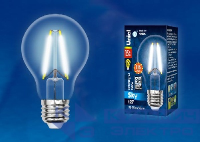 Лампа светодиодная LED-A60-15W/4000K/E27 /CL PLS02WH Sky 15Вт прозрачная 4000К нейтр. бел. (упак. картон) Uniel UL-00005850