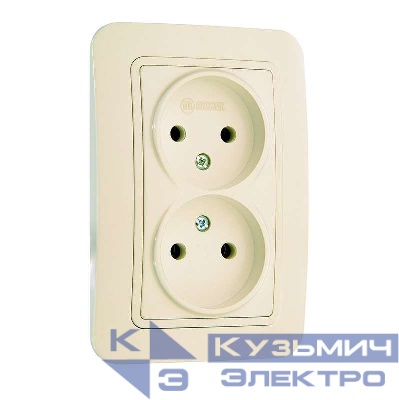 Розетка 2-м СП Lillium 16А IP20 без заземл. крем./крем. Makel 70217