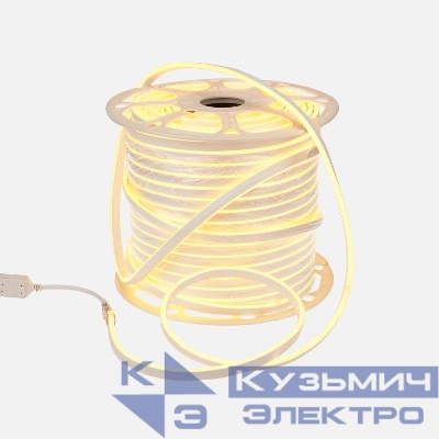 Шнур светодиодный гибкий неон SMD 8х16мм 120LED/м двустор. желт. (уп.100м) (с комплектом подкл.) Neon-Night 131-091