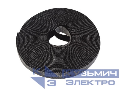 Лента-липучка многоразовая 10мм*5м, с насечками для отрыва (каждые 2 см), черная NETKO Optima