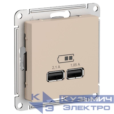 Розетка USB AtlasDesign тип A+A 5В/2.1А 2х5В/1.05А механизм песочн. SE ATN001233