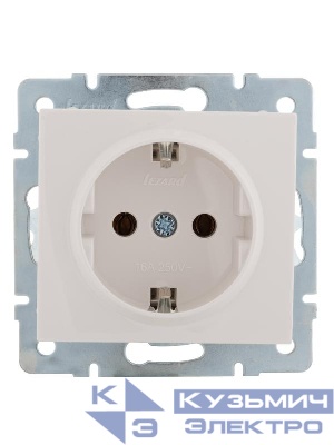 Розетка 1-м СП Rain 16А IP20 с заземл. керамика механизм бел. LEZARD 703-0288-122