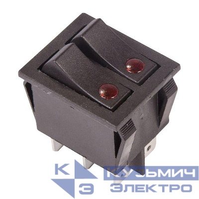 Выключатель клавишный 250В 15А (6с) ON-OFF черн. с подсветкой ДВОЙНОЙ (RWB-512 SC-797) Rexant 36-2430