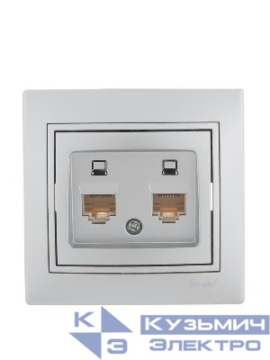 Розетка компьютерная 2-м СП Mira RJ45 сер. метал. LEZARD 701-1010-141