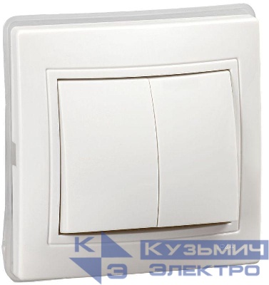 Выключатель 2-кл. СП Кварта ВС10-2-0-КБ-44 10А IP44 бел. GENERICA KV-V20-10-44-K01