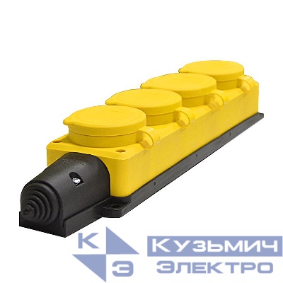 Колодка удлинителя 4-м 1ф с заглушками компакт каучук желт. Universal 3084