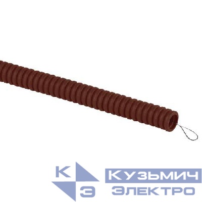 Труба гофрированная ПВХ легкая d25мм с протяжкой дуб (уп.25м) Эра Б0043216