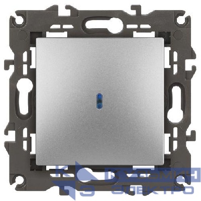 Выключатель 1-кл. СП Elegance 14-1102-03 10А IP20 250В 10AX с подсветкой механизм алюм. Эра Б0034217