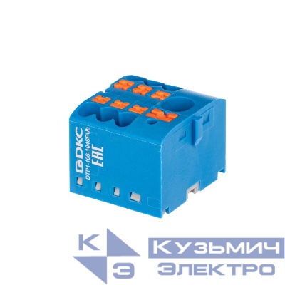 Блок распределительный зажим push-in 1 ввод 6кв.мм 6 точек подключения 2.5кв.мм син. DKC DTP1-106-104SPUB