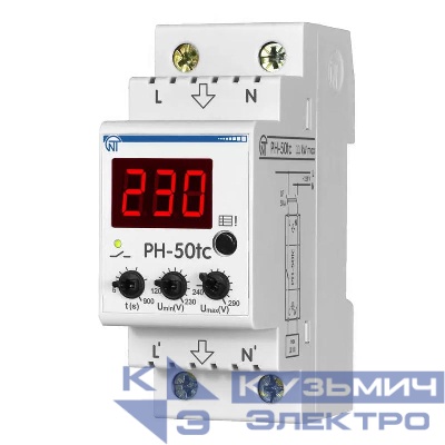 Реле напряжения РН-50tc - 50А – 220В DIN – рейка для защиты техники во всей квартире 2 DIN журнал аварий термозащита НовАтек-Электро 3425600050tc