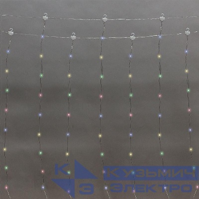 Гирлянда светодиодная "Роса "Светодиодный дождь" 3х2м LED мультиколор 12Вт IP20 USB+пульт управления с крючками для крепления Neon-Night 315-879