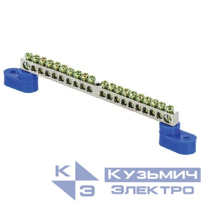 Шина нулевая N 6х9 20 отверст. цинк 2 син. угловых изолятора PROxima EKF sn1-63-20-2