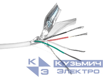 Кабель сигнальный, экранированный 4*0.22мм2 (7*0.2мм) 100м, алюминий, пластиковая катушка, белый NETKO Optima