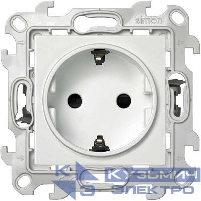 Розетка 1-м СП Simon 24 16А IP20 2P+E Push&Go защ. шторки механизм бел. Simon 2420432-030