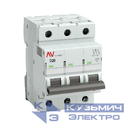 Выключатель автоматический модульный 3п D 20А 10кА AV-10 AVERES EKF mcb10-3-20D-av
